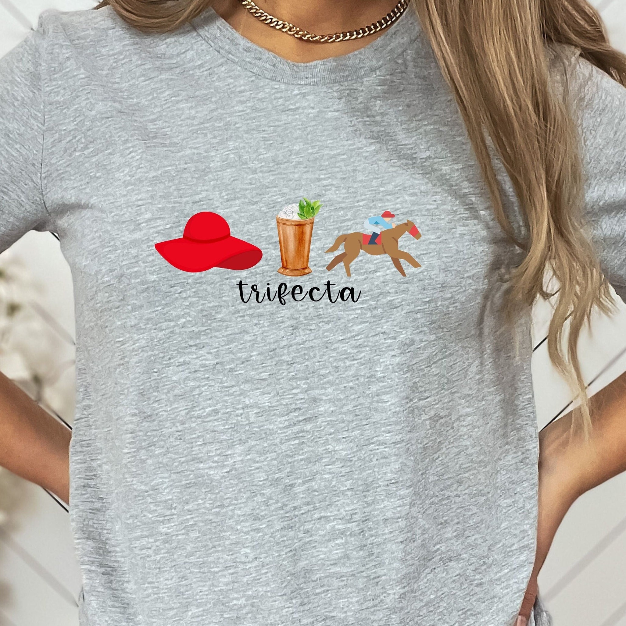 Derby Tshirt Women's, Trifecta Kentucky Horse Racing Gift, Fun Derby