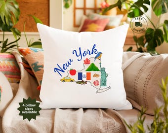 Cojín decorativo de Nueva York, cojín con el mapa del estado de Nueva York, cojín decorativo para el hogar de Nueva York, idea de regalo para mudanza o inauguración de la casa