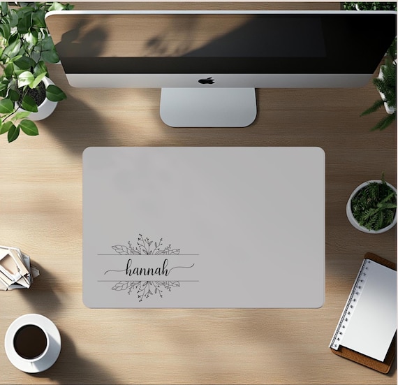 Custom Name Desk Pad for Office or Gaming Accessories, Cute Personalized Botanical Desk Mat, Mouse Pad and Blotter Gift Coworkers Teacher
