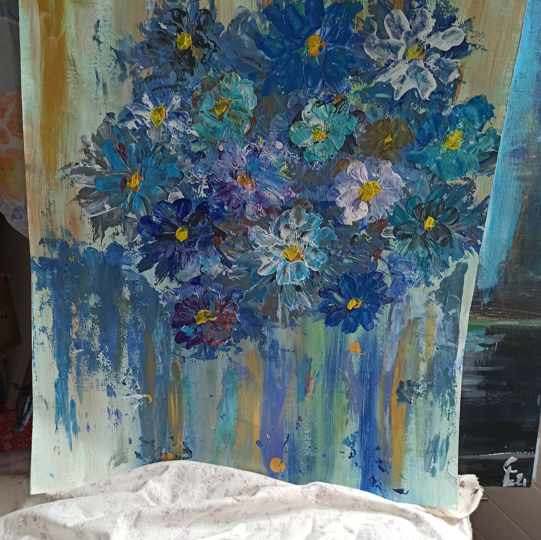 Fleurs Bleues Des Champs Coeur Jaune