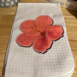 16”x28” Hawaiian  flower kitchen towel. Summer towel, tropical towel.