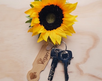 Engraved Wooden Vegan Keyring | Vegan Gifts