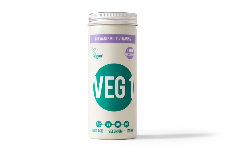 VEG 1 Multivitamin Chewable Vegan Supplement Orange and Blackcurrant Flavours image 3