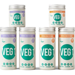 VEG 1 Multivitamin Chewable Vegan Supplement Orange and Blackcurrant Flavours image 2