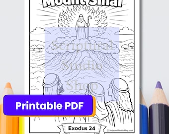 Moses auf dem Berg Sinai Ausmalbilder | Exodus 24 Druckbare PDF | Bibelgeschichtenaktivität für Kinder | Tora | Hausschule Download | Mischpatim