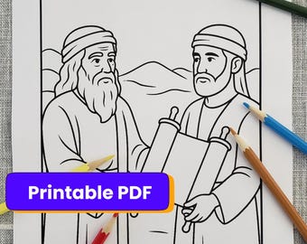 Deuteronomium Ausmalseite: Moses & Joshua, Tora Transfer (PDF Download)