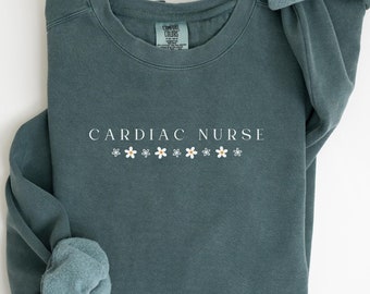 Comfort Colors® Cardiac Nurse Sweatshirt, Cardiac Nurse Sweater For Her, Cardiologist Gifts, Cardiology Nurse Sweater, Gift for CVICU Nurse