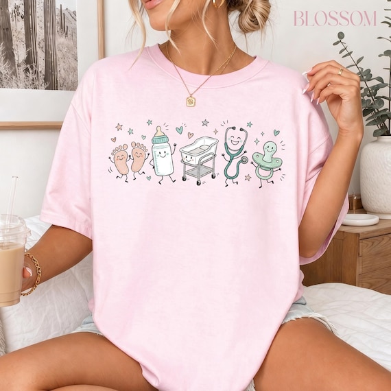 Mother Baby Shirt, Postpartum Nurse Gift, Doodle Mother Baby Nurse Tshirt, Obstetrics Nurse Tee