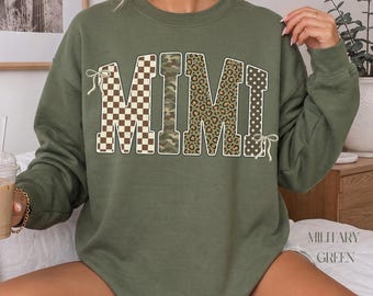 Sudadera retro de camuflaje Mimi, suéter de abuela cazadora, regalo del Día de la Madre, sudadera de cuello redondo Mimi Grandma, regalo de cumpleaños Mimi