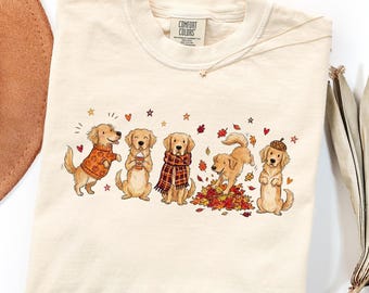 Camiseta de Golden Retriever de otoño, regalo para mamá de Golden Retriever, camiseta para amantes de los perros de Acción de Gracias, regalo para amantes de los Golden Retriever Doodle, camiseta divertida de otoño para mamás de Golden Retriever