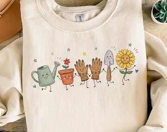 Doodle Gardener Sweatshirt, Plant Lover Gift, Plant Lady Sweater, Plant Mama Gift, Gardening Crewneck