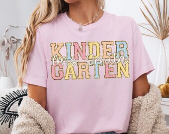 Comfort Colors® Custom Kindergarten Teacher Shirt, Kindergarten Teacher Gift, Kindergarten Squad, Kindergarten Tshirt, Kindergarten Teach