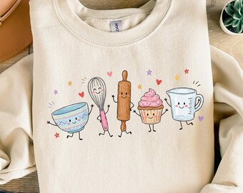 Doodle Baking Queen Sweatshirt, Baker Gifts, Baking Lover Sweater, Bread Lover Gift, Funny Baking Crewneck