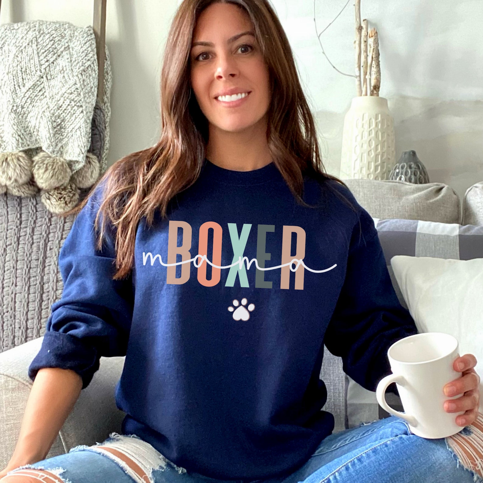 Boxer Mom Sweatshirt Boxer Dog Sweater Boxer Mom Gift Dog Etsy