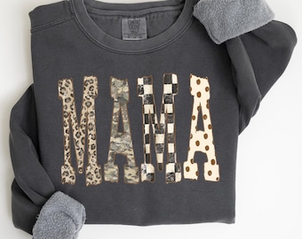 Sudadera Comfort Colors Leopard Mama, regalo para futuras mamás, suéter para mamás, regalo de cumpleaños para mamás, sudadera Mom Life Crewneck, regalo para mamás primerizas