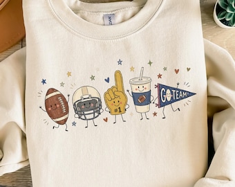 Football Sweatshirt, Game Day Gift, Doodle Football Season Sweater, American Footballs Fan Gift, Football Mama Crewneck