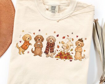 Camiseta Golden Doodle de otoño, regalo para amantes de los perros en otoño, camiseta para mamás Goldendoodle, regalo para amantes de las mascotas, camiseta Goldendoodle