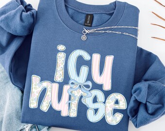 ICU Nurse Sweatshirt, Icu Nursing Gifts, Coquette ICU Nurse Sweater, Icu Nurse Gift, ICU Nurse Shirt