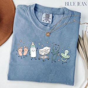 Mother Baby Shirt, Postpartum Nurse Gift, Doodle Mother Baby Nurse Tshirt, Obstetrics Nurse Tee image 2