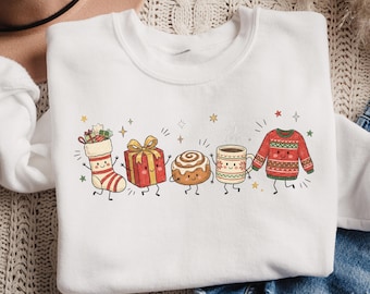 Sudadera navideña con estampado de la mañana, acogedor regalo de Navidad de invierno, suéter navideño para el café, regalo familiar de Navidad, sudadera navideña con cuello redondo