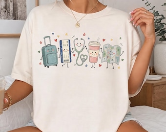 Travel Nurse Shirt, Nurse Week Gift, Doodle RN Travel Nurse Tshirt, Travel Nurse Gift, Nurse Life Tee