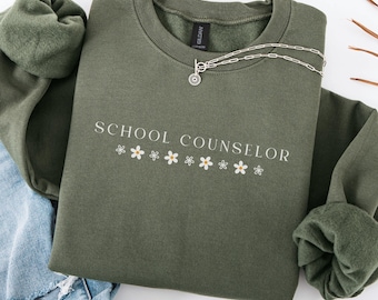 School Counselor Sweatshirt: Floral Mental Health Design