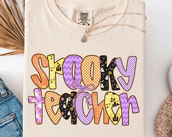 Comfort Colors Spooky Ghost Teacher Shirt - Halloween Fall T-Shirt