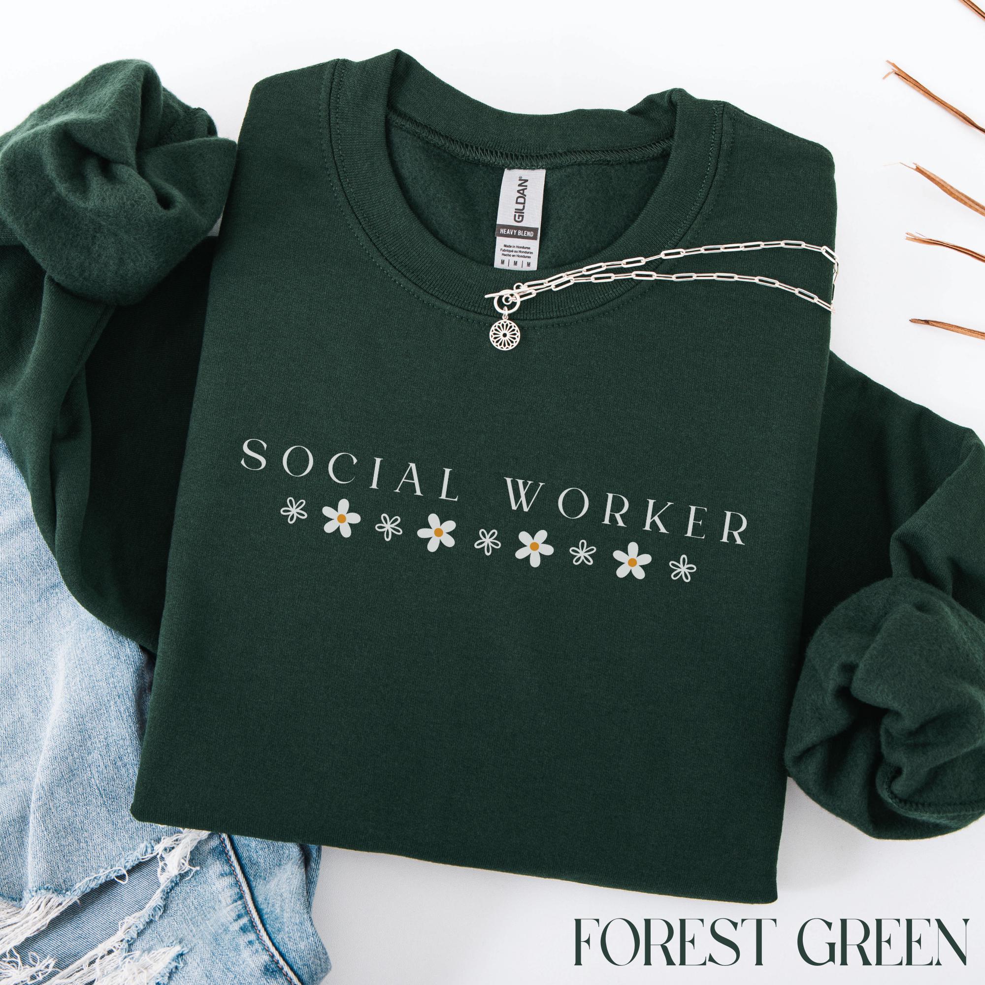 Social Worker Crewneck Sweatshirt: Floral Design, School Counselor