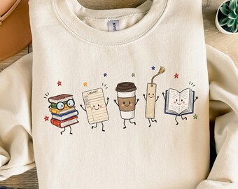 Librarian Sweatshirt, Book Lover Gift, Doodle Library Sweater, Librarian Appreciation Gift, Read Crewneck