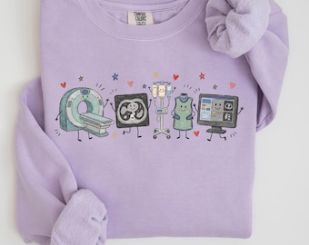 Comfort Colors CT Tech Sweatshirt, Rad Tech Gift, Doodle Computed Tomography Sweater, Radiologist Gifts, CT Technologist Crewneck