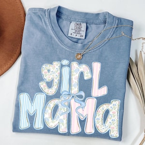 Comfort Colors Girl Mama T-Shirt: Coquette Bow, Expecting Mom Gift