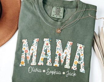 Camisa floral para mamá con colores cómodos: camiseta personalizada para mamá