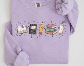 Comfort Colors Reading Teacher Sweatshirt, Reading Specialist Teacher Gift, Doodle Literacy Teacher Sweater, Reading Squad Crewneck