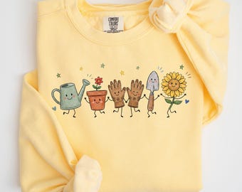 Comfort Colors Doodle Gardener Sweatshirt, Plant Lover Gift, Plant Lady Sweater, Plant Mama Gift, Gardening Crewneck