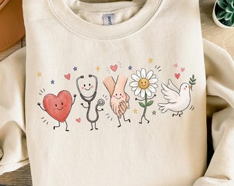 Hospice Nurse Sweatshirt, Nurse Appreciation Gift, Doodle Hospice Worker Sweater, Hospice Care Crewneck, Hospice Aide Gift