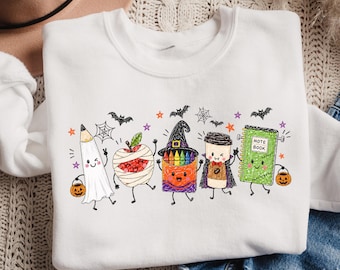 Halloween Teacher Sweatshirt, School Doodles Gift, Teacher Life Sweater, Spooky Classroom Gift, Teacher Ghost Crewneck