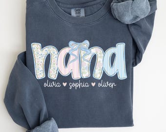 Custom Nana Sweatshirt, Grandkids Name Crewneck