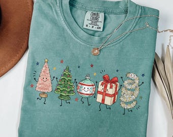 Camiseta navideña con dibujos, acogedor regalo de Navidad de invierno, camiseta con decoración navideña, regalo navideño para la familia, camiseta navideña familiar