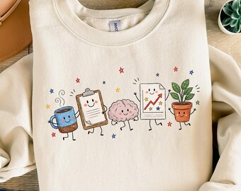 Sudadera con diseño de psicólogo escolar, regalos para psicólogos escolares, suéter para psicólogo, sudadera con cuello redondo para psicólogo escolar