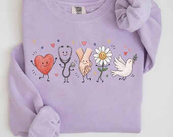 Comfort Colors Hospice Nurse Sweatshirt, Nurse Appreciation Gift, Doodle Hospice Worker Sweater, Hospice Care Crewneck