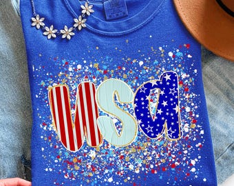 Camiseta Comfort Colors USA, camiseta patriótica para mujer, regalo patriótico del 4 de julio, camiseta del 4 de julio