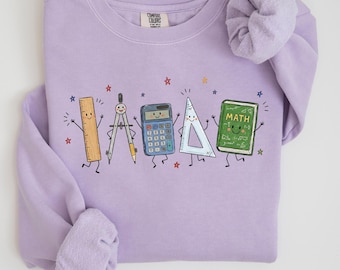 Comfort Colors Math Teacher Sweatshirt, Doodle Math Teacher Sweater, Mathematician Gift, Math Coach Crewneck
