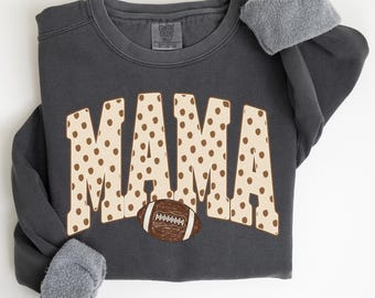 Sudadera Comfort Colors Football Mama, regalo para el día del partido, suéter de lunares para la temporada de touchdowns, regalo para aficionados al fútbol, ​​sudadera de cuello redondo Football Mama