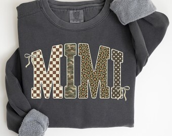 Sudadera Comfort Colors Retro Camo Mimi, Suéter de Abuela Cazadora, Regalo del Día de la Madre, Sudadera de Cuello Redondo Mimi Abuela, Regalo de Cumpleaños Mimi