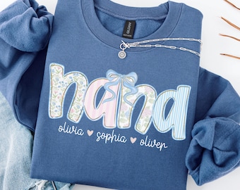Personalized Nana Sweatshirt, Gift For Nana, Custom Nana Sweater, New Nana Gift, Grandkids Name Crewneck