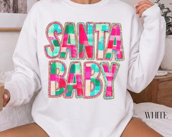 Sudadera navideña para anunciar el embarazo, regalo navideño para la familia, suéter de Papá Noel para bebé, regalo de Papá Noel, sudadera navideña para mamá primeriza.