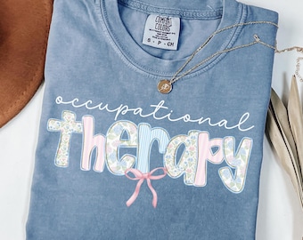 Comfort Colors Occupational Therapy Shirt, Therapist Gift, Coquette Bow OT T-shirt