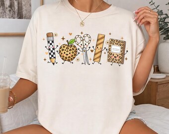 Back to School Doodle Shirt, Back To School Gift, Leopard Teacher Life Tshirt, Cute School Tee