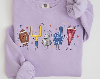 Comfort Colors Touchdown Sweatshirt, Game Day Gift, Doodle Football Mom Sweater, Football Season Crewneck, Team Spirit Gift