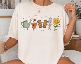 Doodle Gardener Shirt, Plant Lover Gift, Plant Lady Tshirt, Plant Mama Gift, Gardening Tee